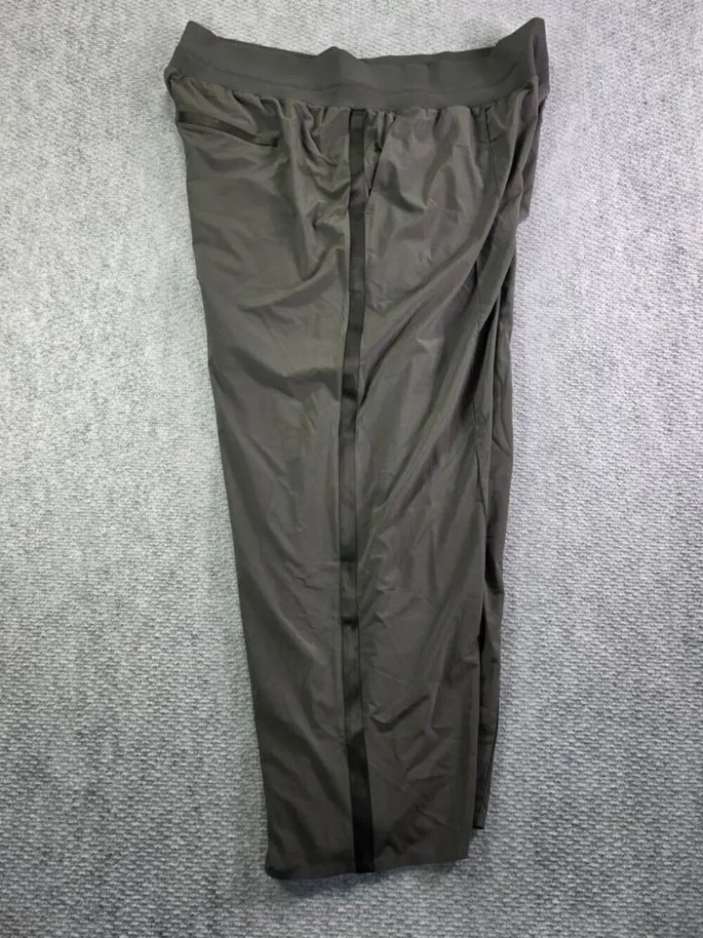 Athleta Nolita Wide Leg Pants Olive Green Tuxedo Satin Stripe Travel - Picture 9 of 14